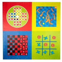 Lifetime Games Speelmat 4-in-1 Spellen - 119 x 119 x 1 CM - 4 Spellen met Spelstukken - Basiskleuren