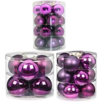 Kerstversiering glazen kerstballen paars 6-8-10 cm pakket van 38x stuks - thumbnail