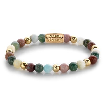 Rebel and Rose RR-60077-G Rekarmband Beads Spring Shine meerkleurig-goudkleurig 6 mm Rebel and Rose RR-60077-G Rekarmband Beads Spring Shine meerkleurig-goudkleurig 6 mm