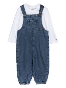 Tommy Hilfiger Junior ensemble salopette t-shirt à carreaux vichy - Bleu