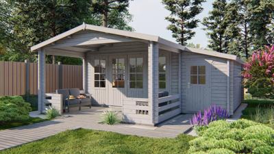 Blokhut - Tuinhuis Manchester | 58 mm | vuren honinggeel geïmpregneerd