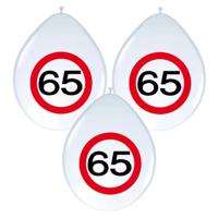 65 jaar thema ballonnen - verkeersbord - 8x stuks - versiering - feestartikelen