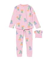 HEMA Kinderpyjama Bloem + Poppenpyjama Roze (roze)