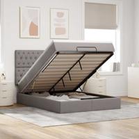 Ottoman bed met matras en LED's 140x190cm stof taupe