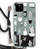 Cactusmotief: Pixel 5 Transparant Hoesje met koord