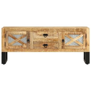 The Living Store Industrieel TV-meubel - 110x30x45 cm - Ruw mangohout/metaal