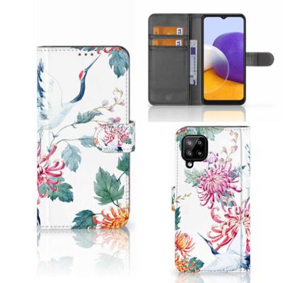 Samsung Galaxy A22 4G | M22 | Telefoonhoesje | Met pasjeshouder | Bird Flowers