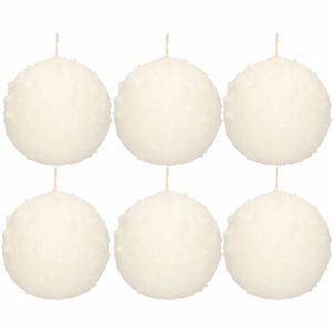 6x Witte sneeuwbal bolkaarsen 8 cm 36 branduren