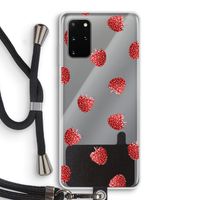 Framboosjes: Samsung Galaxy S20 Plus Transparant Hoesje met koord Framboosjes: Samsung Galaxy S20 Plus Transparant Hoesje met koord