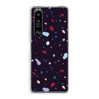 Dark Rounded Terrazzo: Sony Xperia 1 III Transparant Hoesje