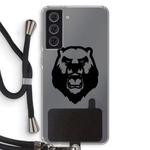 Angry Bear (black): Samsung Galaxy S21 FE Transparant Hoesje met koord