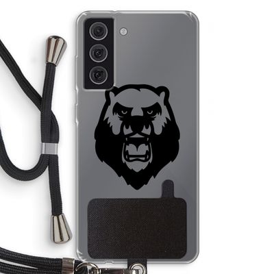 Angry Bear (black): Samsung Galaxy S21 FE Transparant Hoesje met koord