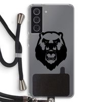 Angry Bear (black): Samsung Galaxy S21 FE Transparant Hoesje met koord