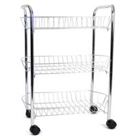 Verchroomde keuken trolley met manden - op wielen - 50 x 26 x 63 cm - Keuken/badkamer rekje - metaal Verchroomde keuken trolley met manden - op wielen - 50 x 26 x 63 cm - Keuken/badkamer rekje - metaal