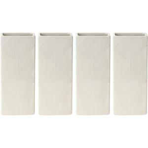 Waterverdamper radiator - 4x - wit - met relief - kunststeen - 18 cm - luchtbevochtiger