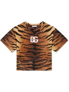 Dolce & Gabbana Kids t-shirt en coton à imprimé tigre - Marron