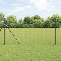 VidaXL Hek met paal grijs 1,4 x 10 m staal en pvc