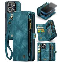 Caseme - iPhone 15 Pro - Vintage 2 in 1 portemonnee hoes - Lichtblauw