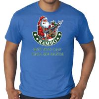 Grote maten fout Kerstshirt / outfit Rambo but you can call me Santa blauw voor heren - thumbnail