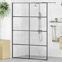 Inloopdouchewand 140x195 cm ESG-glas transparant en zwart