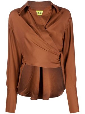 GAUGE81 chemise en soie à fronces - Marron