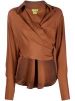 GAUGE81 chemise en soie à fronces - Marron