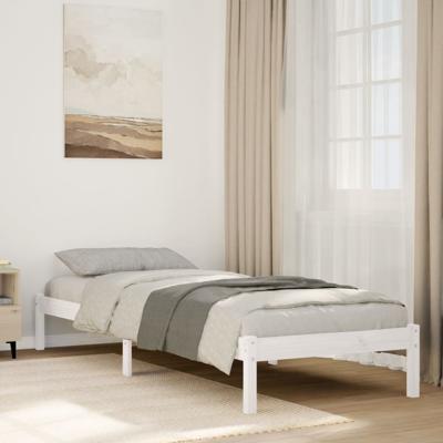 Bedframe extra lang zonder matras grenenhout wit 90x220 cm