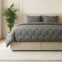 Wasbaar Easy Dekbed Zonder Overtrek - Zonder Overtrek - Squares - Grijs - Dekbed-Discounter.nl