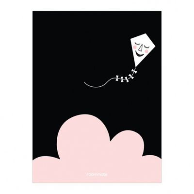 Roommate poster Kite in the night 30 x 40 cm zwart/roze Roommate poster Kite in the night 30 x 40 cm zwart/roze