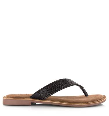 Lazamani - Leren slippers met strass-ste Leer Dames