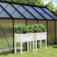 VidaXL Plantenbakken met poten 2 st massief grenenhout wit
