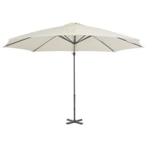 The Living Store Hangende Parasol Zandkleurig 300 x 238 cm - UV-beschermend Polyester - Zwengelsysteem - Aluminium