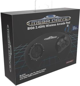 Retro-Bit - SEGA Mega Drive BIG 6 Wireless 2.4GHz Arcade Pad (Black)