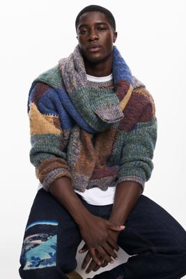 Dikke patchwork-trui - WHITE - XL