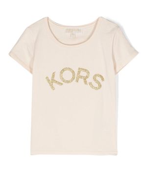 Michael Kors Kids t-shirt à logo pailleté - Tons neutres