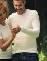 Heren Shirt Lange Mouw Gebroken Wit Merino Wol Engel Natur Maat 54/56 - Extra Large