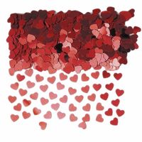 Rode glitter hartjes confetti - thumbnail