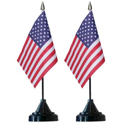 Vlag USA Amerika tafelvlaggetjes - 6x stuks - 10 x 15 cm vlag - met zwarte standaard