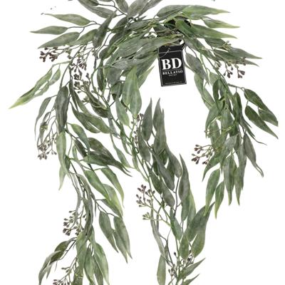 Bellatio Design kunstplant/hangplant slinger - 2x - Eucalyptus - groen - 198 cm Bellatio Design kunstplant/hangplant slinger - 2x - Eucalyptus - groen - 198 cm