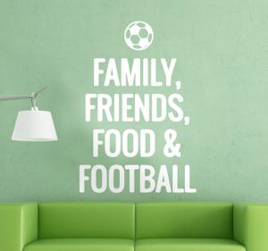 Muursticker voetbal tekst Familie Vrienden Eten Voetbal