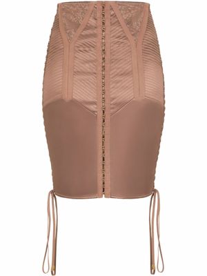 Dolce & Gabbana minijupe satinée à détail de laçage - Marron