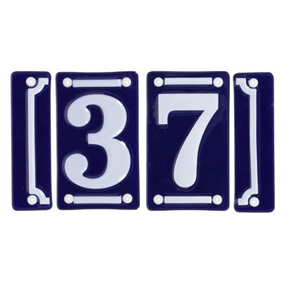 Best for Boots huisnummer 37 - met sierrand - Oudhollands - emaille - blauw/wit