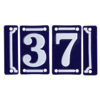 Best for Boots huisnummer 37 - met sierrand - Oudhollands - emaille - blauw/wit