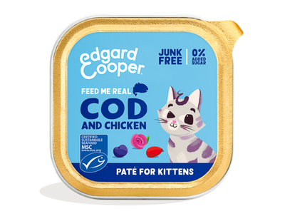 Edgard & Cooper kabeljauw en kip paté kitten natvoer kuipjes 16 x 85gr
