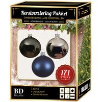 171 stuks Kerstballen mix zilver-grijs-blauw voor 210 cm bo - thumbnail