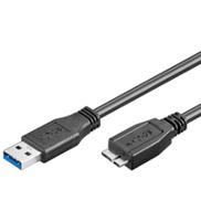 Goobay 1m USB 3.0 A/micro-B USB-kabel USB A Micro-USB B Zwart - thumbnail