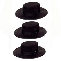 Faram Spaanse hoed - 3x - zwart - carnaval verkleed hoeden - volwassenen