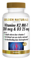 Vitamine K2 MK-7 200 mcg & D3 25 mcg 120 Vegetarische capsules