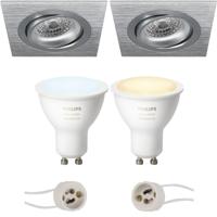 Philips Hue LED Spot Set GU10 - Kantelbaar Mat Zilver - 92mm - White Ambiance Bluetooth