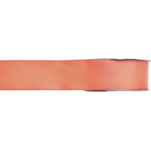 1x Koraal roze satijnlint rollen 1,5 cm x 25 meter cadeaulint verpakkingsmateriaal   -